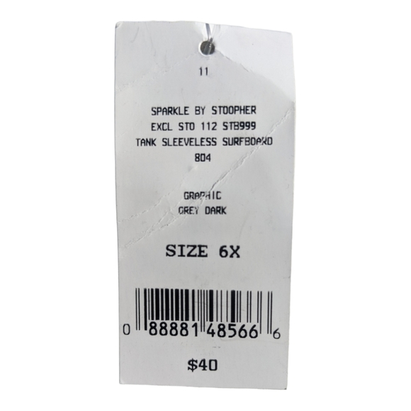 Sparkle by Stoopher Girls size 6X Grey Sequin Surfboard Tank Top - Picture 6 of 6